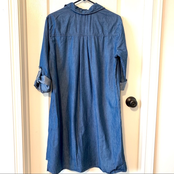 LUXOLOGY Chambray Collared Shirt Dress—SZ. 10 - Picture 7 of 11